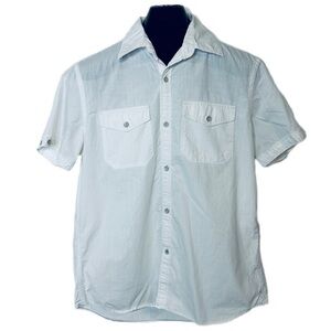 AMERICAN EAGLE AE Vintage Fit White Button Short-Sleeve Lightweight Shirt Medium